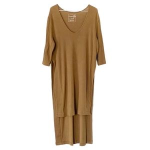 Free People Tan 3/4 Sleeve Long Tunic Dress size XS